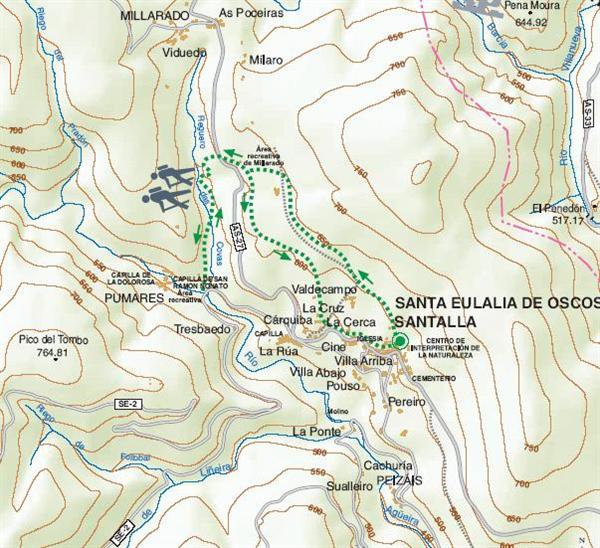 Mapa de la Senda Verde de As Carballeiras